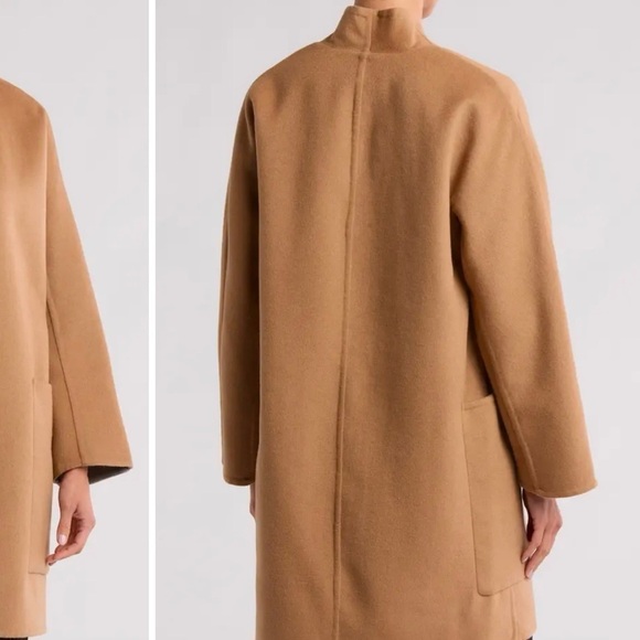 Vince Reversible Collarless Wool Blend Coat in Dark Camel/ Med H Grey Size M - Picture 3 of 12